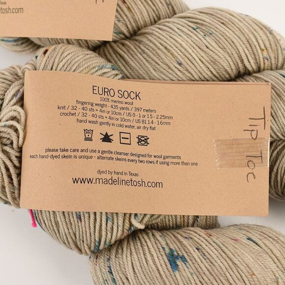MadelineTosh Euro Sock Yarn Fingering Weight Merino Wool 435 yds Color Tip Toe - Picture 2 of 3
